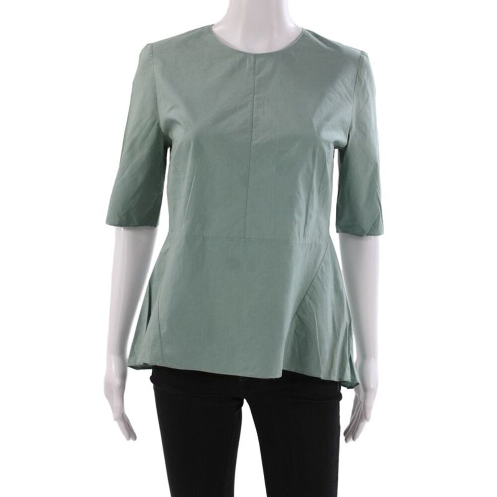 Marni Womens Basic Green Round Neck 3/4 Sleeve Cotton Blouse Size 42